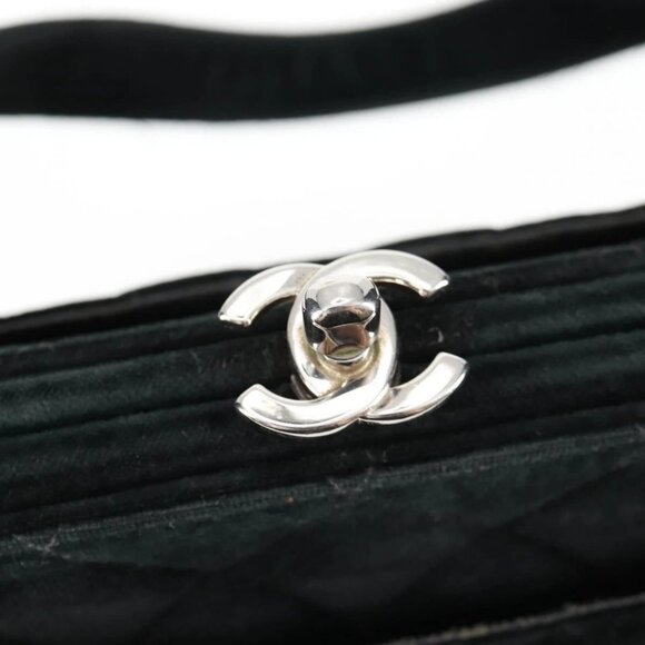 CHANEL Matelasse Hand Bag Suede Black Silver CC Auth - Picture 11 of 15